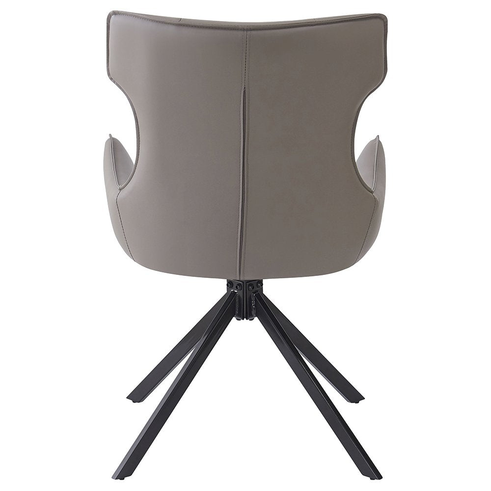 Damita Side Chair w/Swivel (Set-2), Camel Leatherette & Black Finsh