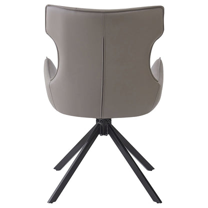 Damita Side Chair w/Swivel (Set-2), Camel Leatherette & Black Finsh