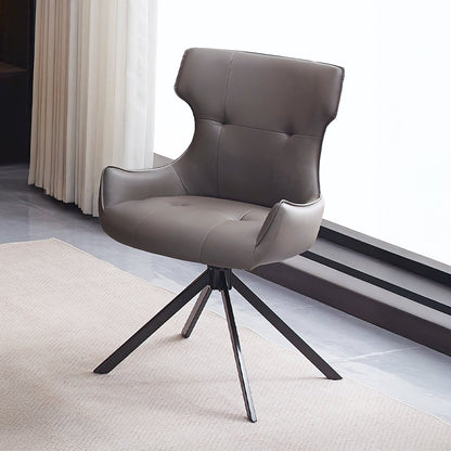 Damita Side Chair w/Swivel (Set-2), Camel Leatherette & Black Finsh