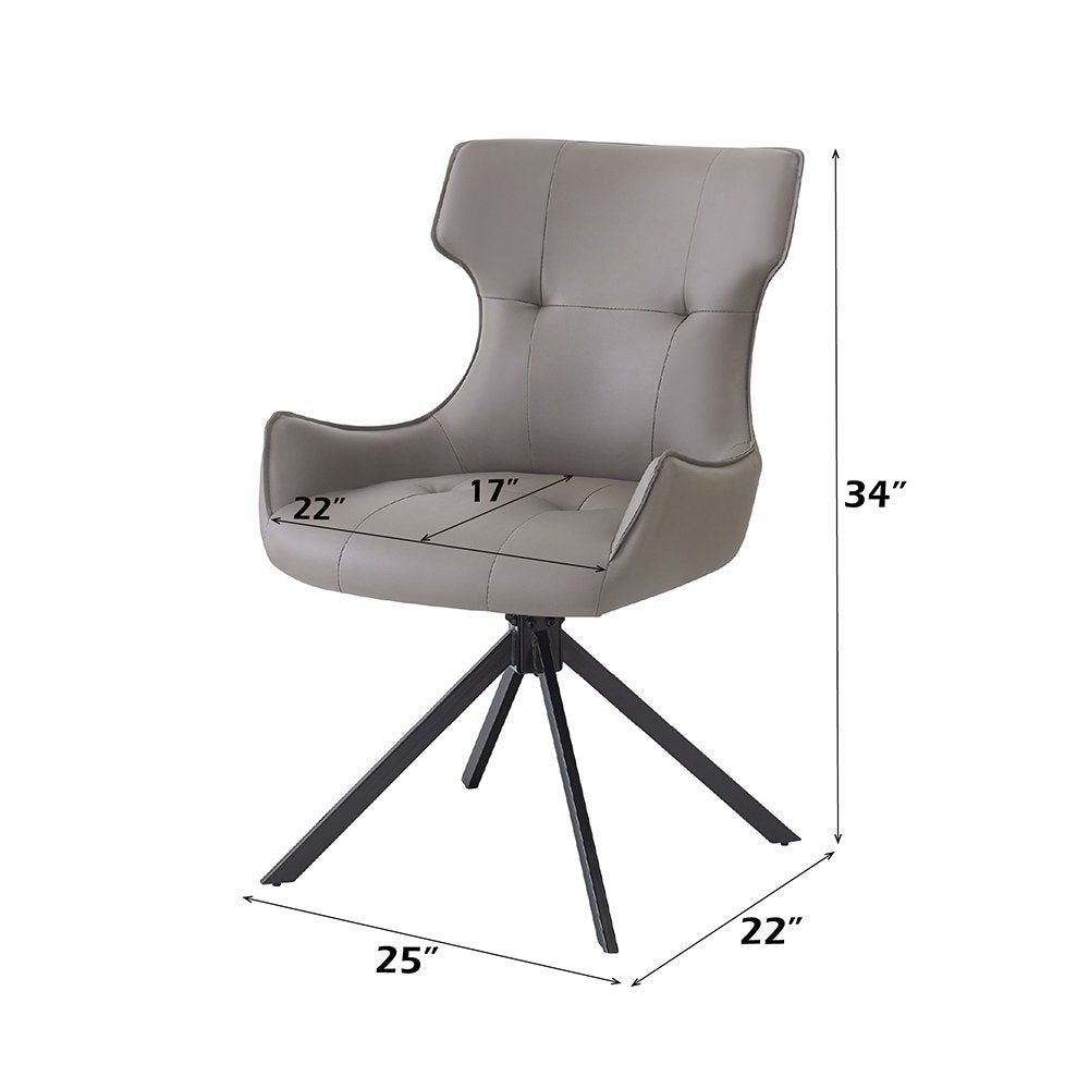 Damita Side Chair w/Swivel (Set-2), Camel Leatherette & Black Finsh