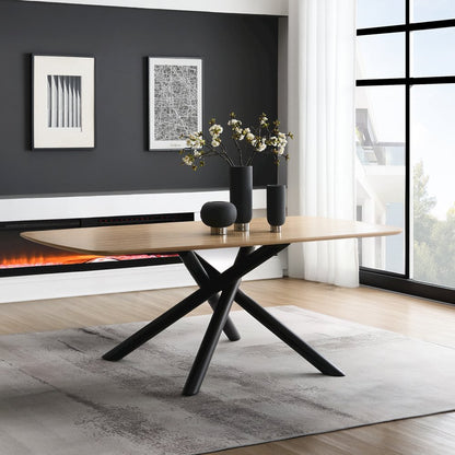 Lawton Dining Table, Natural & Black