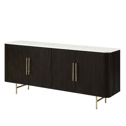 Clayten Server, White Engineering Natural Marble Top & Espresso
