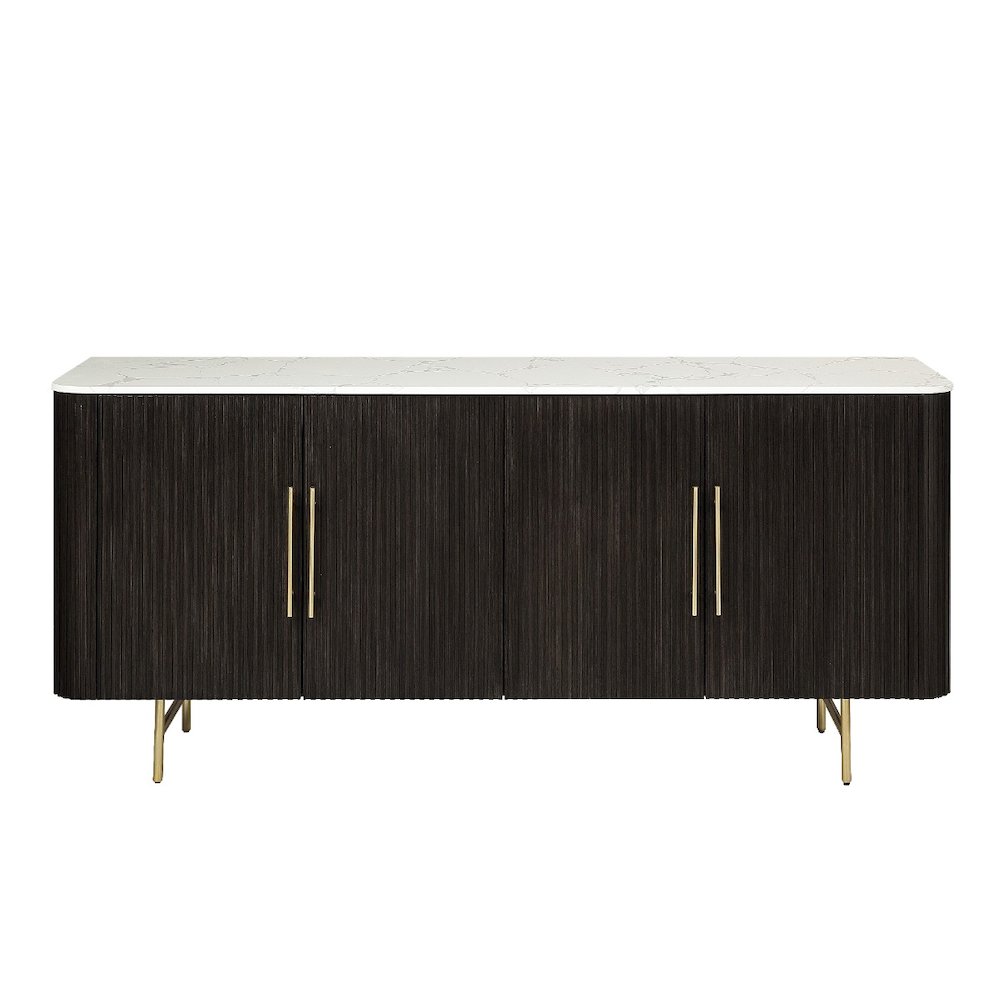 Clayten Server, White Engineering Natural Marble Top & Espresso