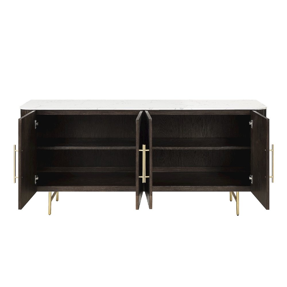 Clayten Server, White Engineering Natural Marble Top & Espresso