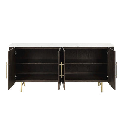 Clayten Server, White Engineering Natural Marble Top & Espresso