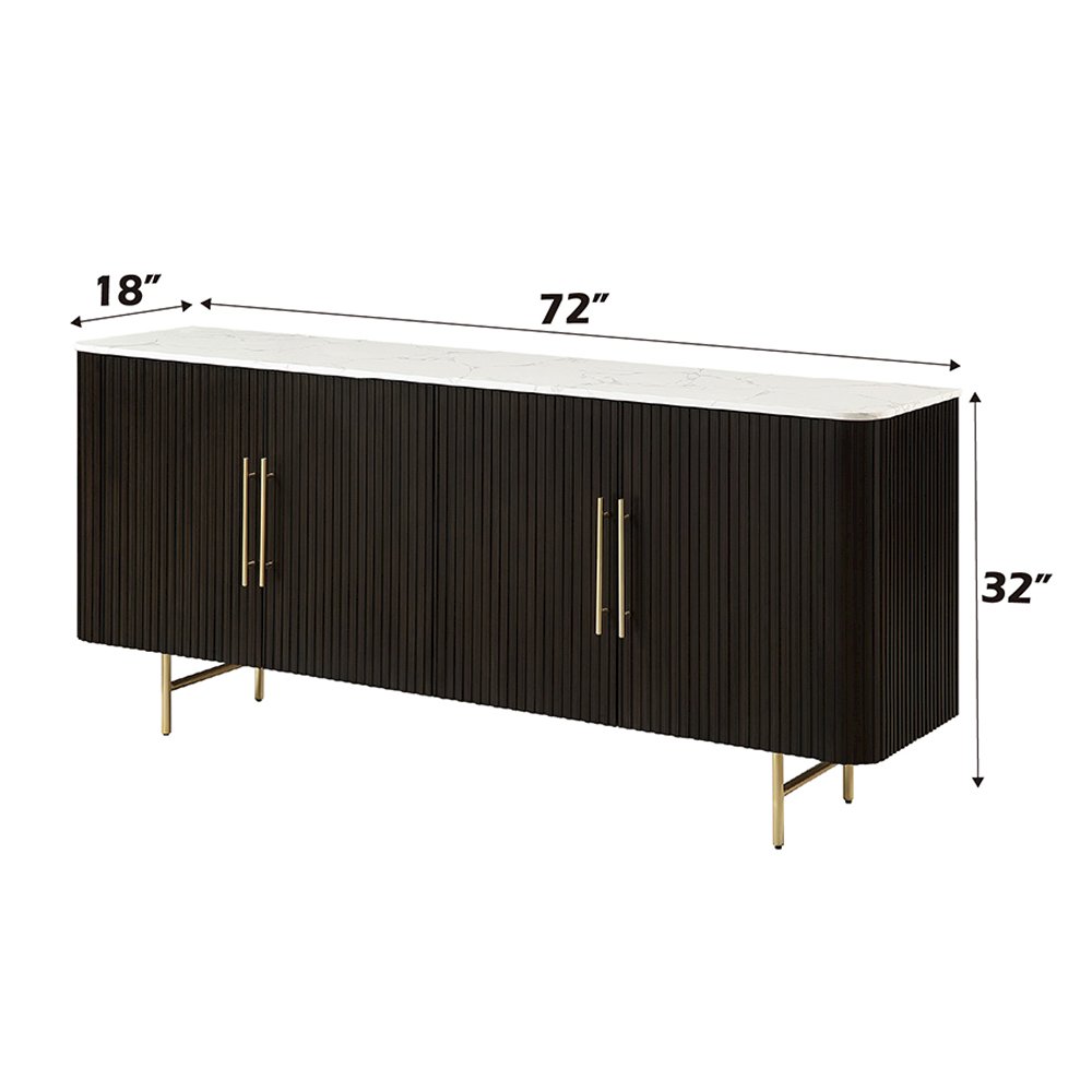Clayten Server, White Engineering Natural Marble Top & Espresso