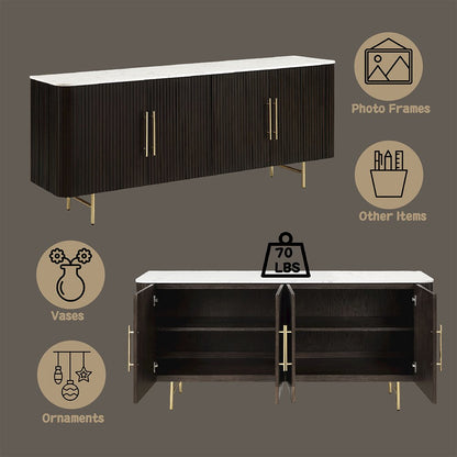 Clayten Server, White Engineering Natural Marble Top & Espresso