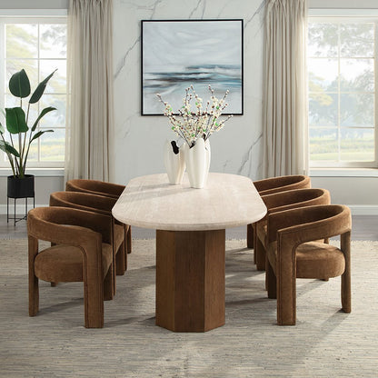Leonardo Arm Chair (Set-2), Brown Linen