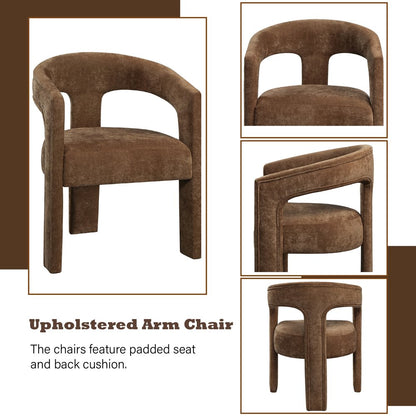 Leonardo Arm Chair (Set-2), Brown Linen