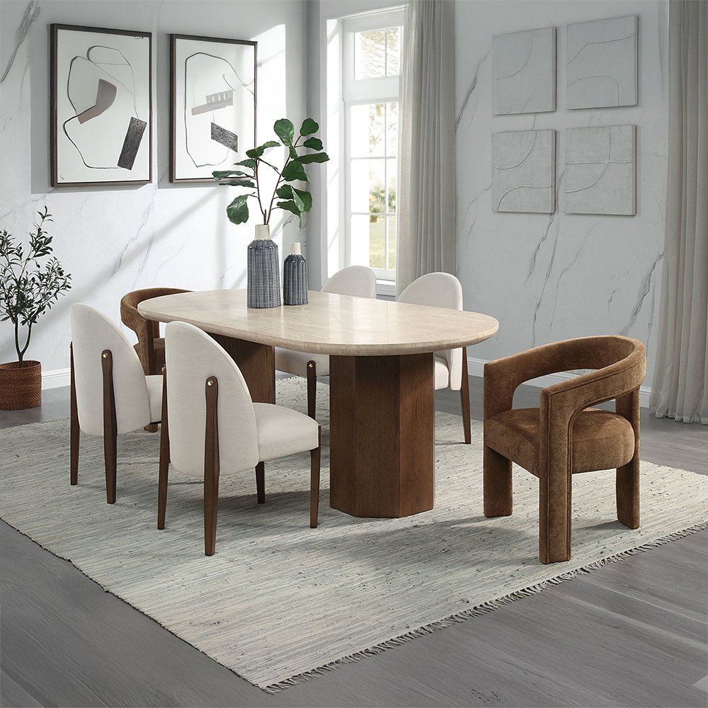 Leonardo Arm Chair (Set-2), Brown Linen