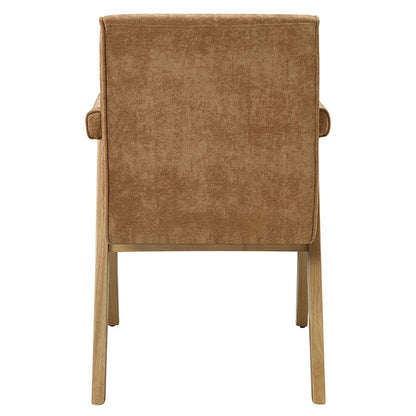 Zoey Arm Chair (Set-2), Chocolate Chenille & Oak
