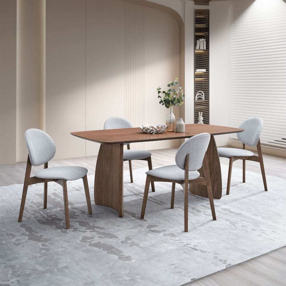 Gilsea Side Chair (Set2), Fabric, Brown PU & Brown Finish