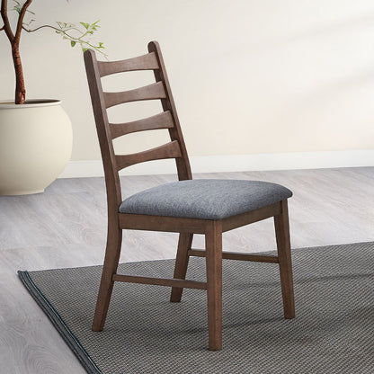 Mayah Side Chair (Set-2), Dark Gray Linen & Walnut