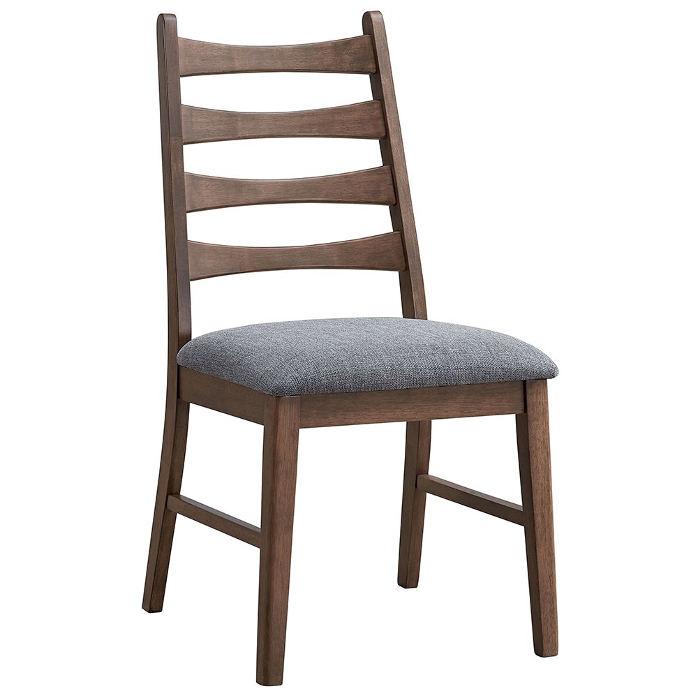 Mayah Side Chair (Set-2), Dark Gray Linen & Walnut