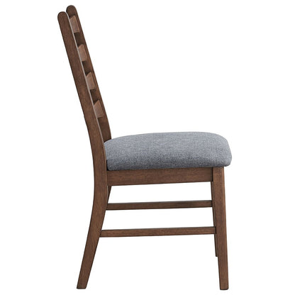 Mayah Side Chair (Set-2), Dark Gray Linen & Walnut