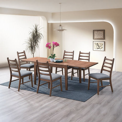 Mayah Side Chair (Set-2), Dark Gray Linen & Walnut