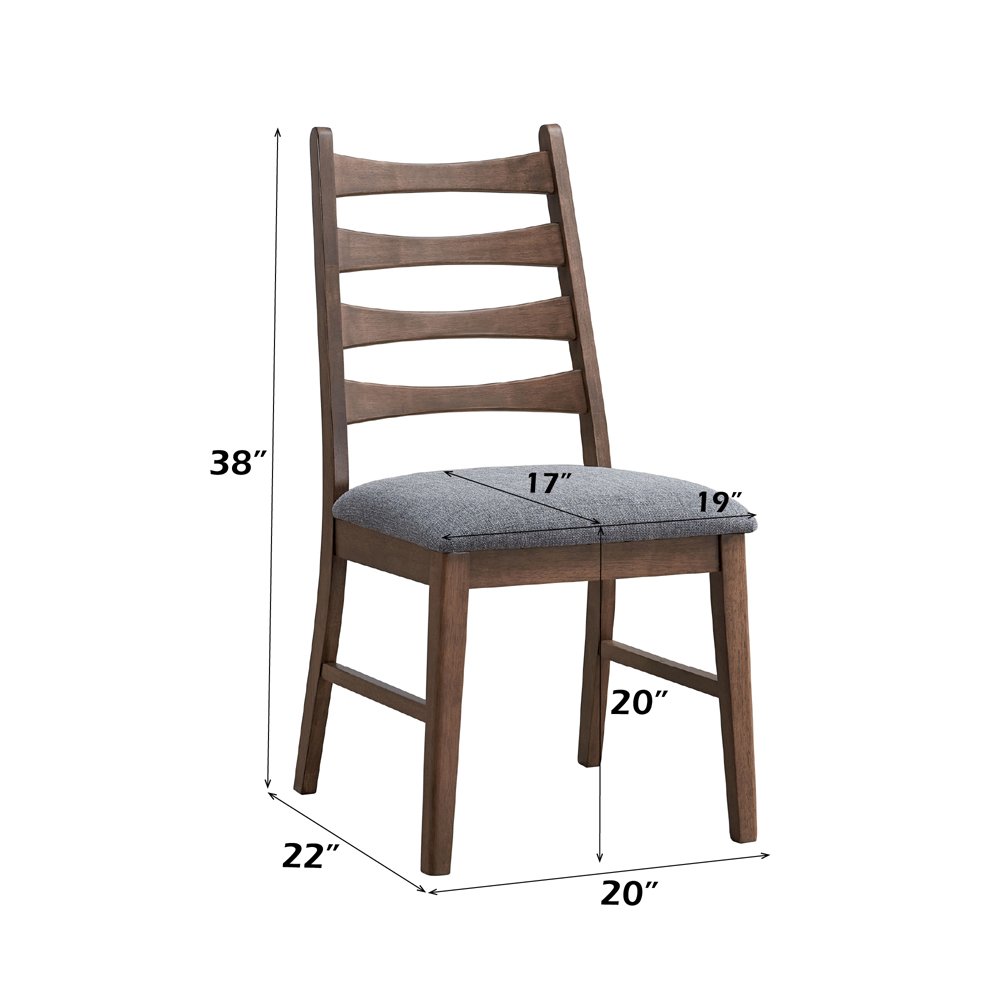 Mayah Side Chair (Set-2), Dark Gray Linen & Walnut