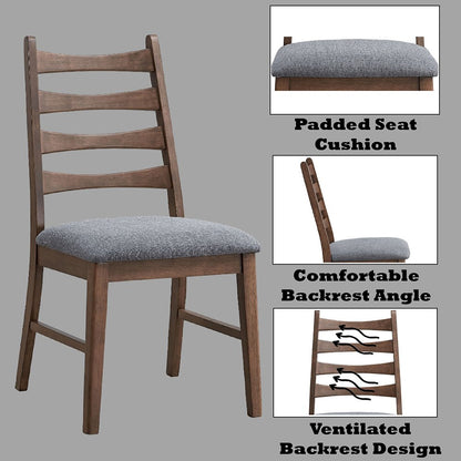 Mayah Side Chair (Set-2), Dark Gray Linen & Walnut