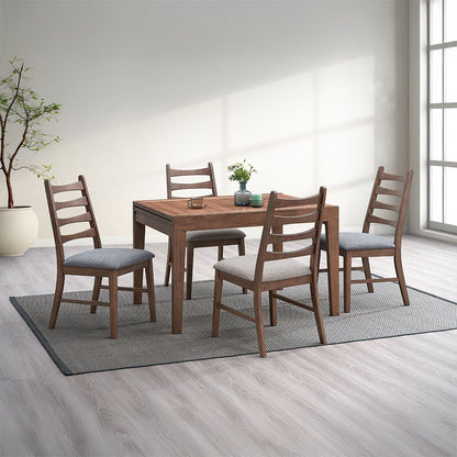 Mayah Side Chair (Set-2), Dark Gray Linen & Walnut