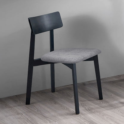 Real Side Chair (Set-2), Gray Linen & Black