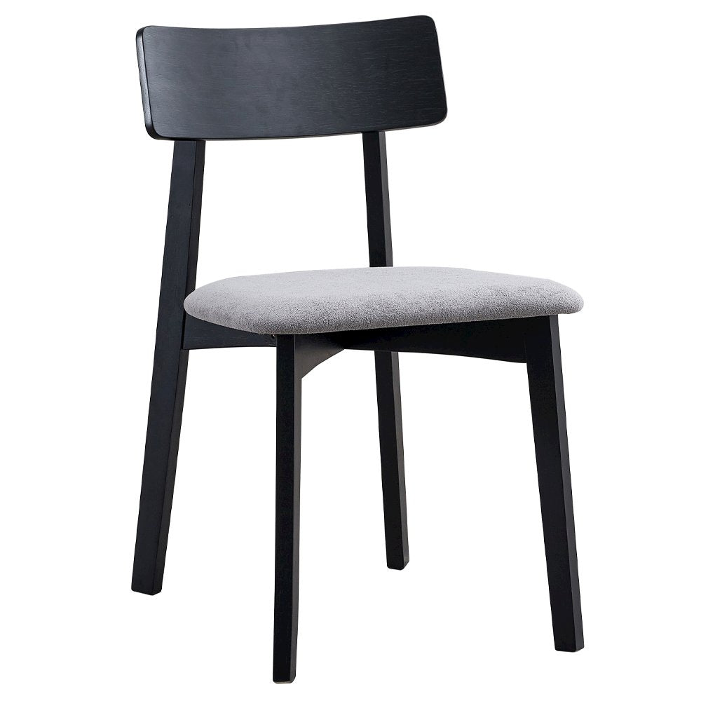 Real Side Chair (Set-2), Gray Linen & Black