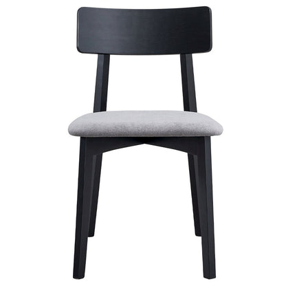 Real Side Chair (Set-2), Gray Linen & Black