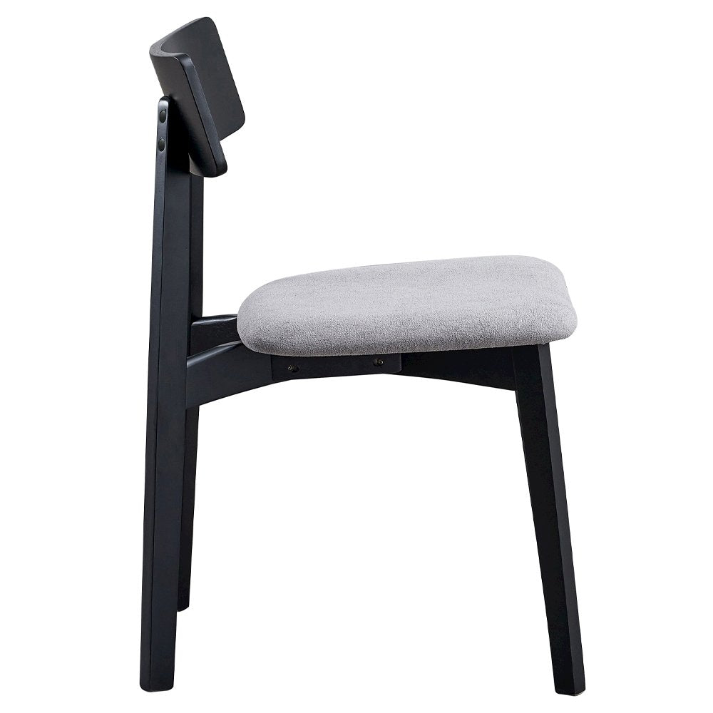 Real Side Chair (Set-2), Gray Linen & Black