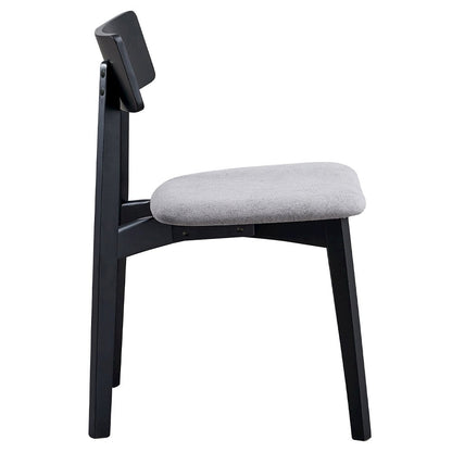 Real Side Chair (Set-2), Gray Linen & Black