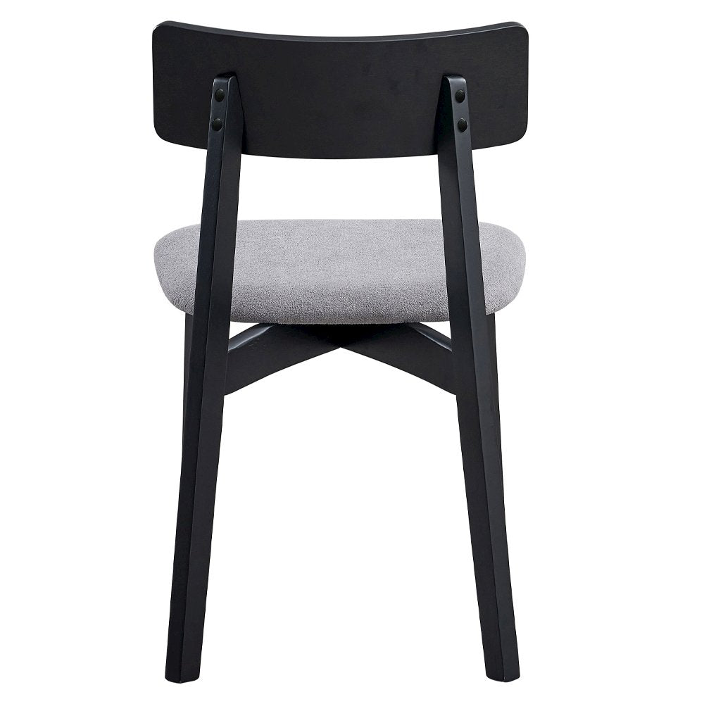 Real Side Chair (Set-2), Gray Linen & Black