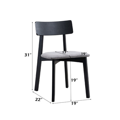 Real Side Chair (Set-2), Gray Linen & Black