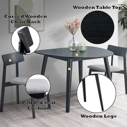 Real Side Chair (Set-2), Gray Linen & Black