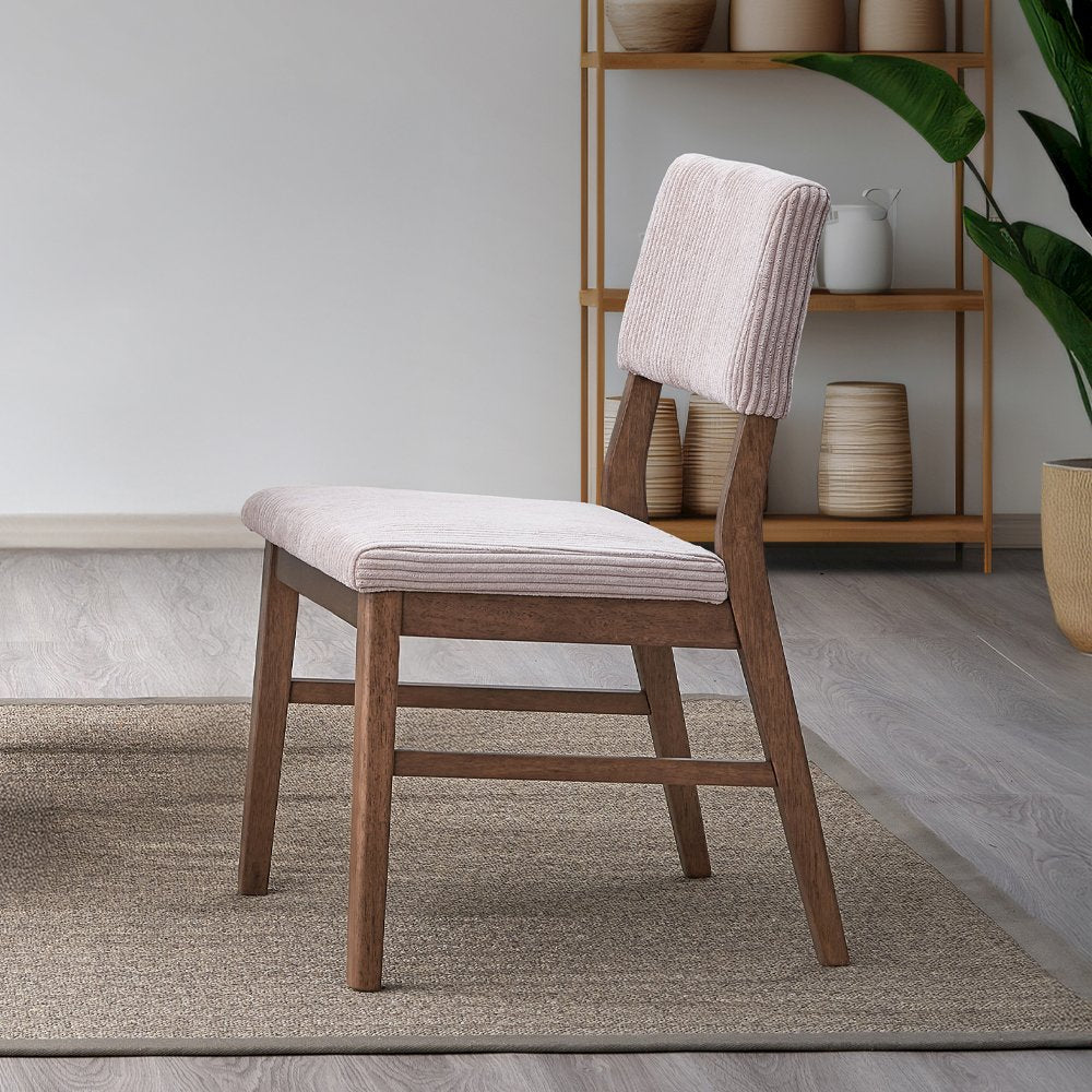 Gilsea Side Chair (Set2), Fabric, Brown PU & Brown Finish