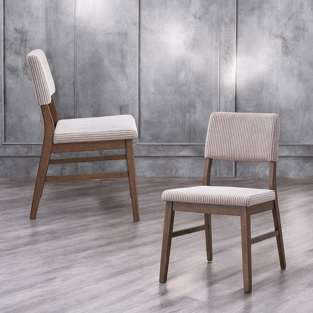 Gilsea Side Chair (Set2), Fabric, Brown PU & Brown Finish
