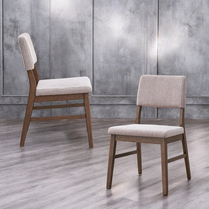 Gilsea Side Chair (Set2), Fabric, Brown PU & Brown Finish
