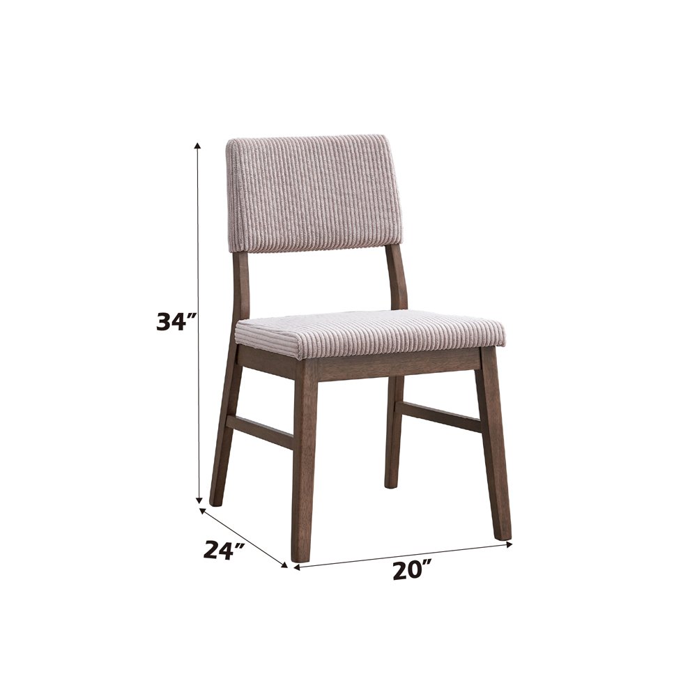 Gilsea Side Chair (Set2), Fabric, Brown PU & Brown Finish