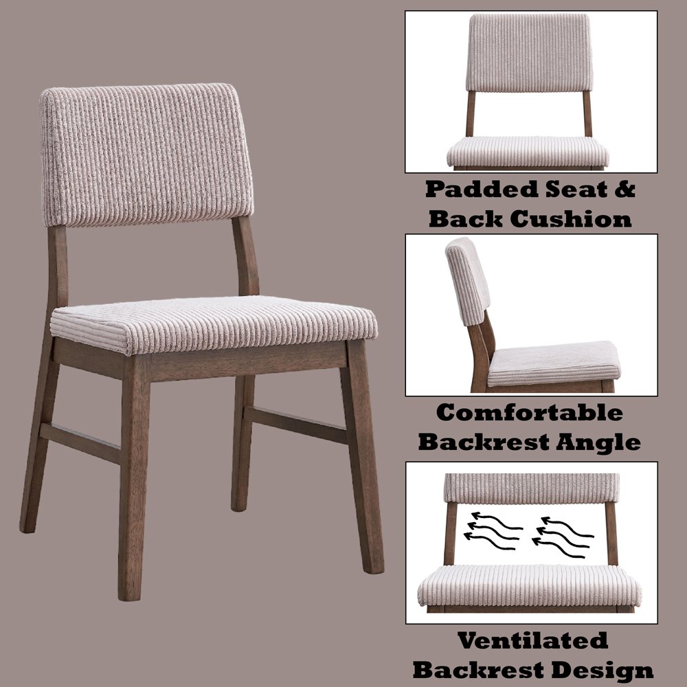 Gilsea Side Chair (Set2), Fabric, Brown PU & Brown Finish