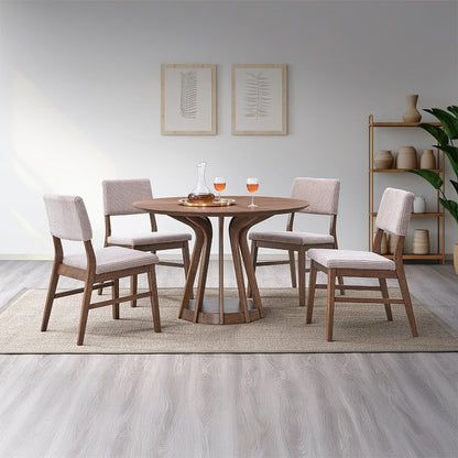 Gilsea Side Chair (Set2), Fabric, Brown PU & Brown Finish