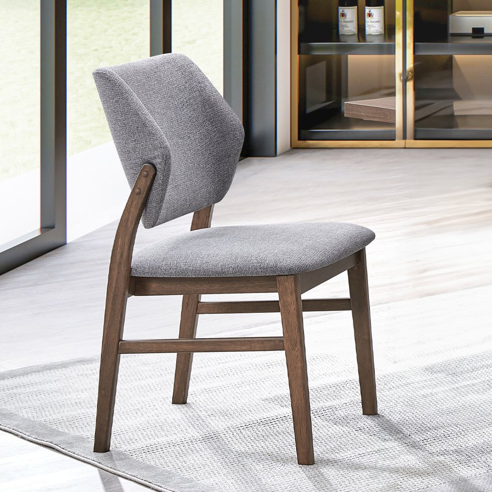 Gilsea Side Chair (Set2), Fabric, Brown PU & Brown Finish