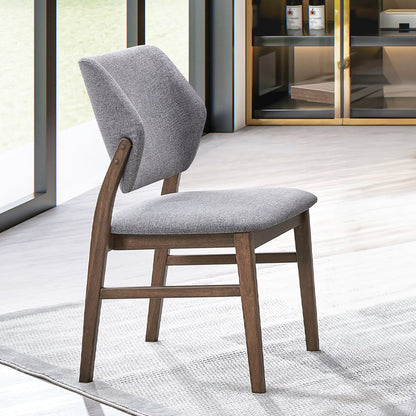 Gilsea Side Chair (Set2), Fabric, Brown PU & Brown Finish