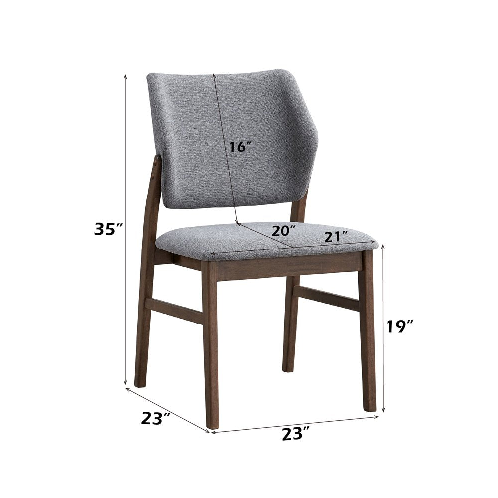 Gilsea Side Chair (Set2), Fabric, Brown PU & Brown Finish