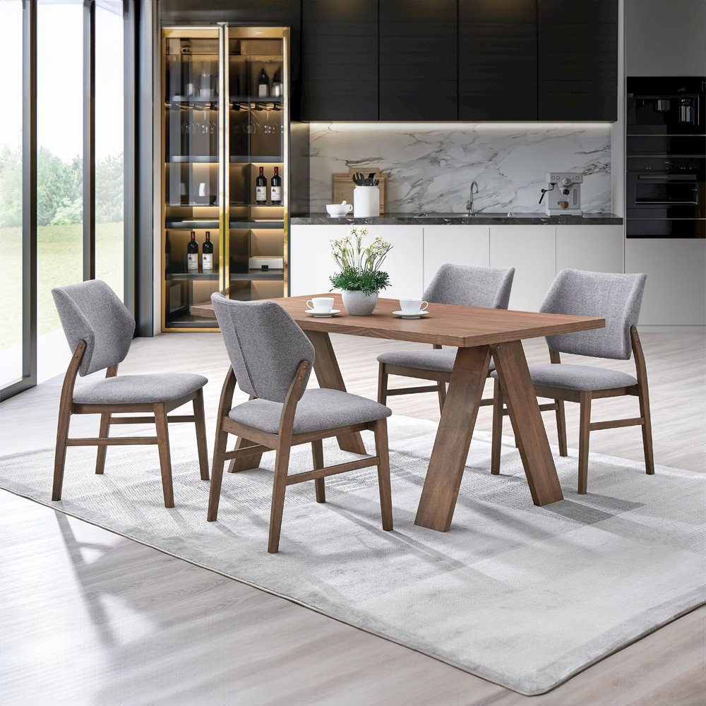 Gilsea Side Chair (Set2), Fabric, Brown PU & Brown Finish