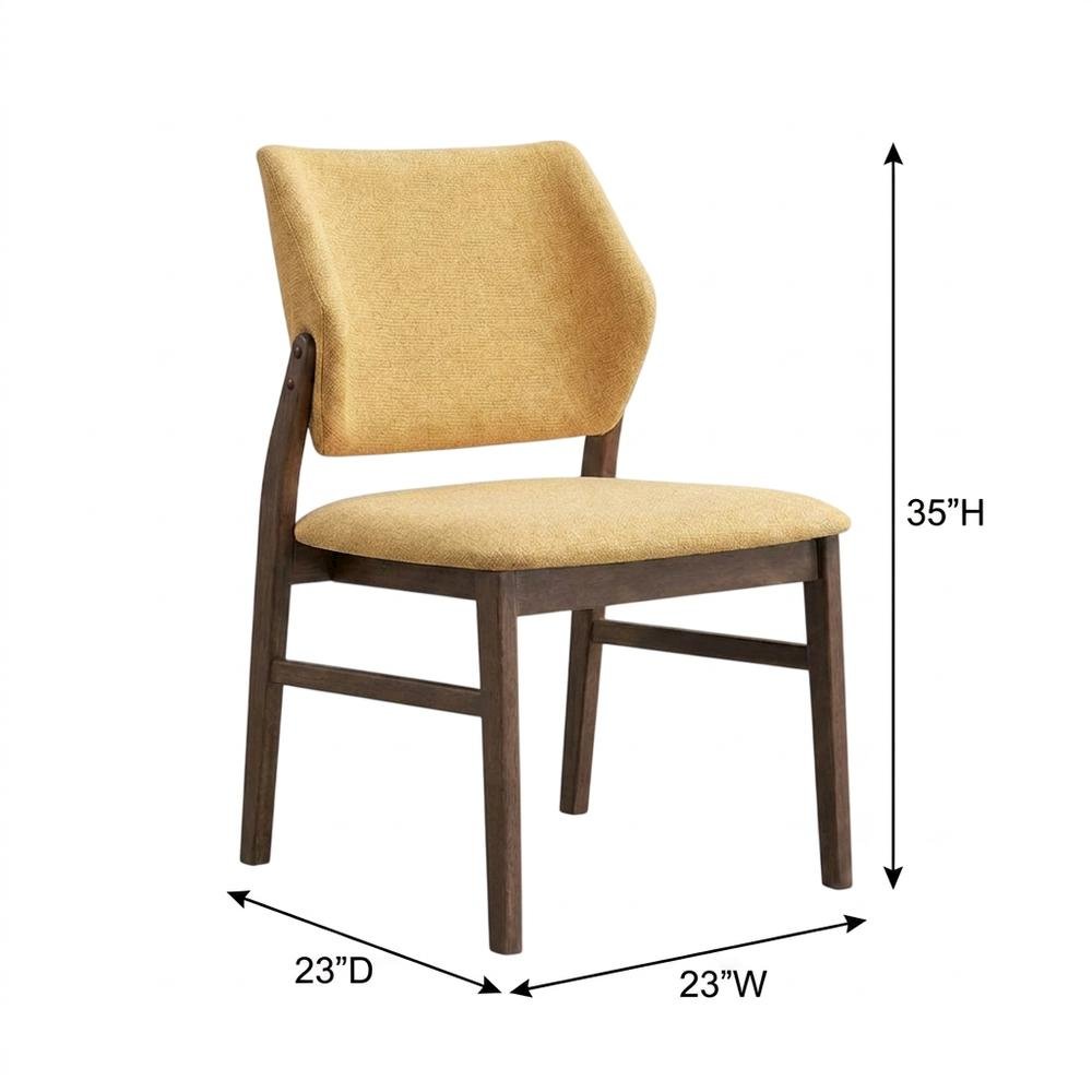 Linen-Upholstered Side Chair with Walnut Legs, Set of 2,Yellow Linen & Walnut, Set of 2
