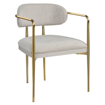 Zayn Arm Chair (Set-2), Beige Chenille & Gold