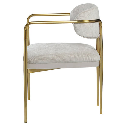 Zayn Arm Chair (Set-2), Beige Chenille & Gold
