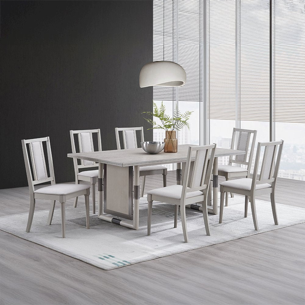 Marta Side Chair (Set-2), Beige Linen & Natural