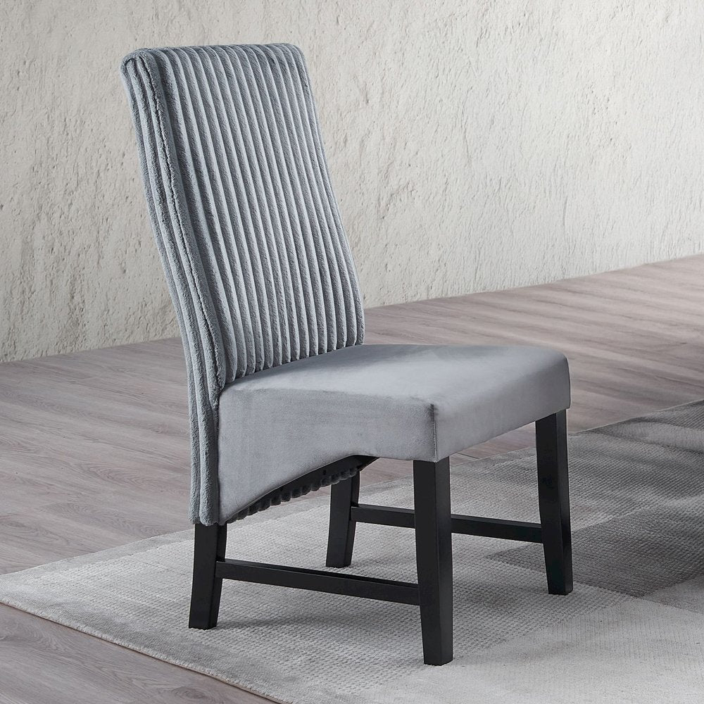Kini Side Chair (Set-2), Gray Corduroy & Black