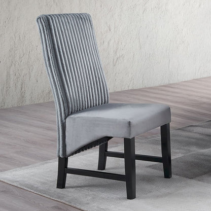 Kini Side Chair (Set-2), Gray Corduroy & Black