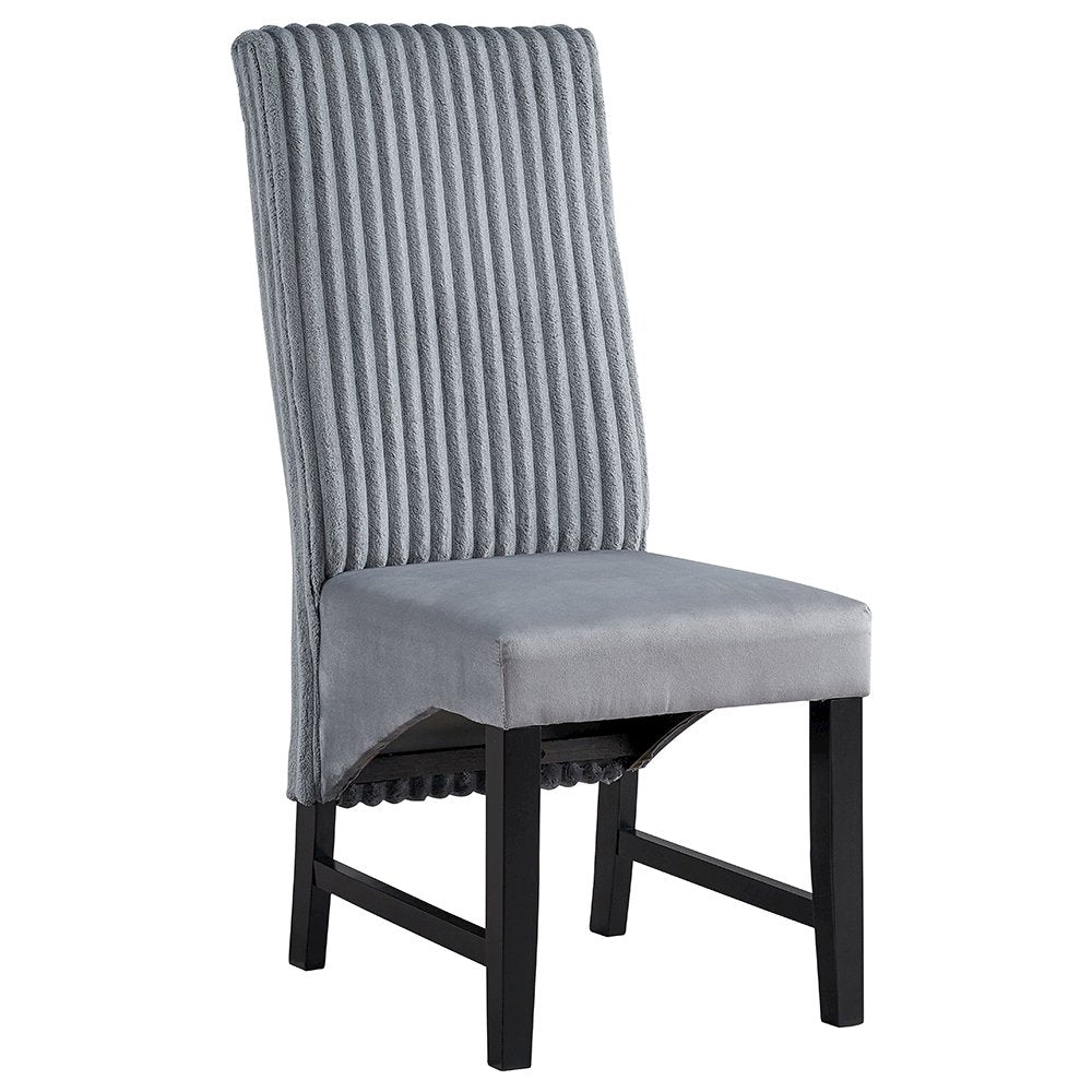Kini Side Chair (Set-2), Gray Corduroy & Black