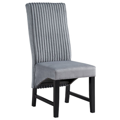 Kini Side Chair (Set-2), Gray Corduroy & Black
