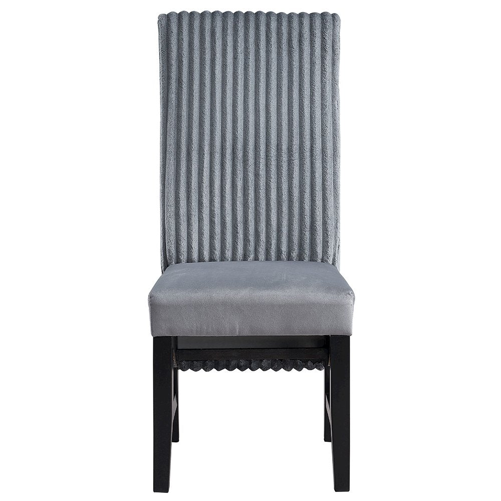 Kini Side Chair (Set-2), Gray Corduroy & Black